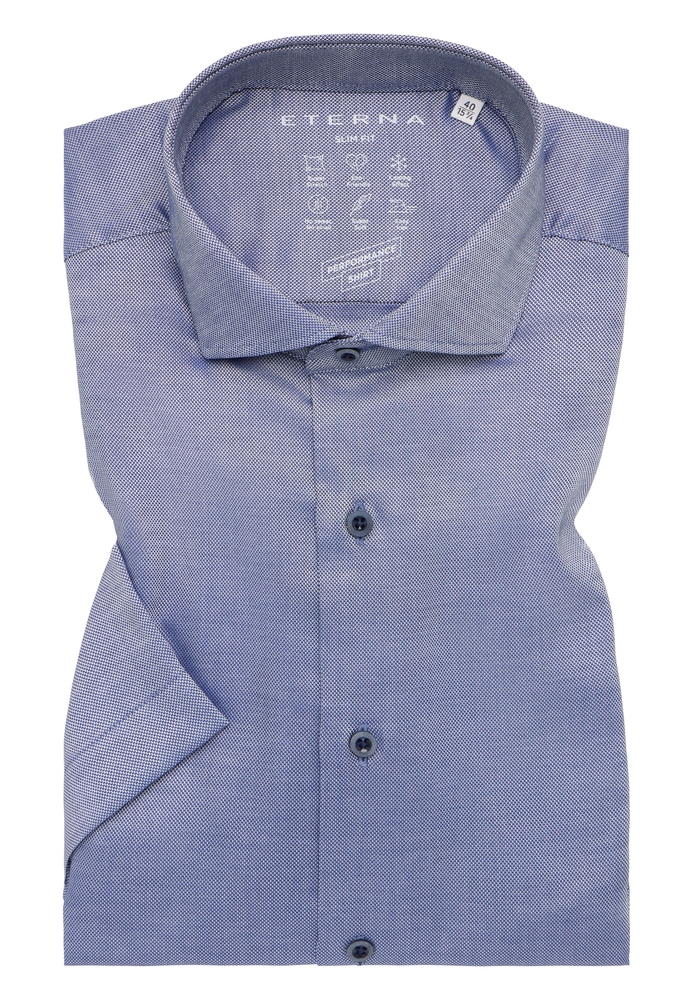 SLIM FIT Performance Shirt in denim strukturiert