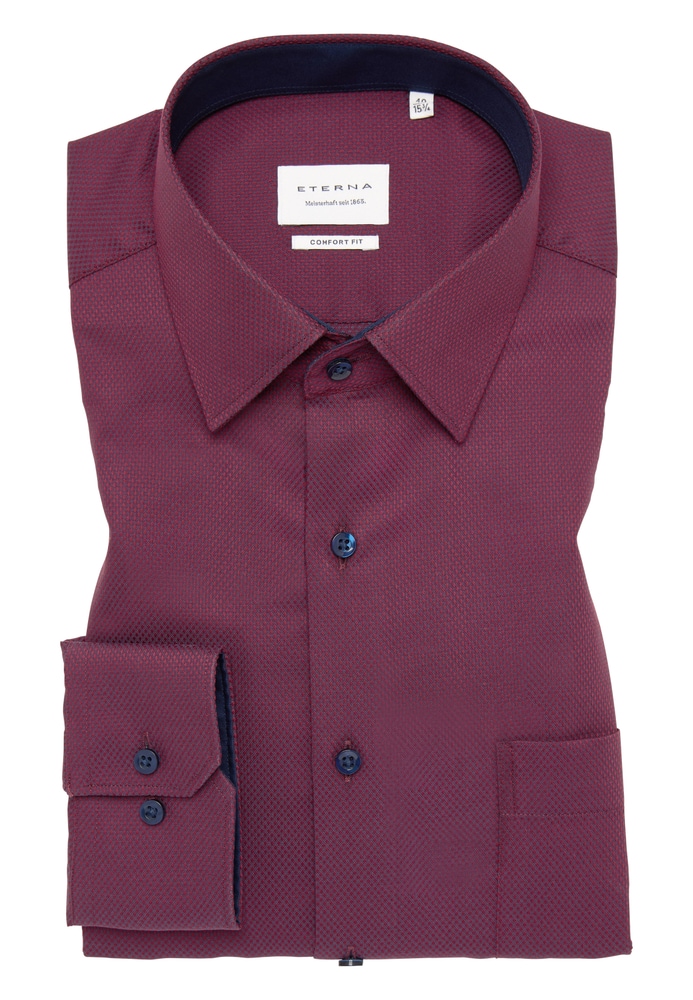 SLIM FIT Hemd in bordeaux strukturiert