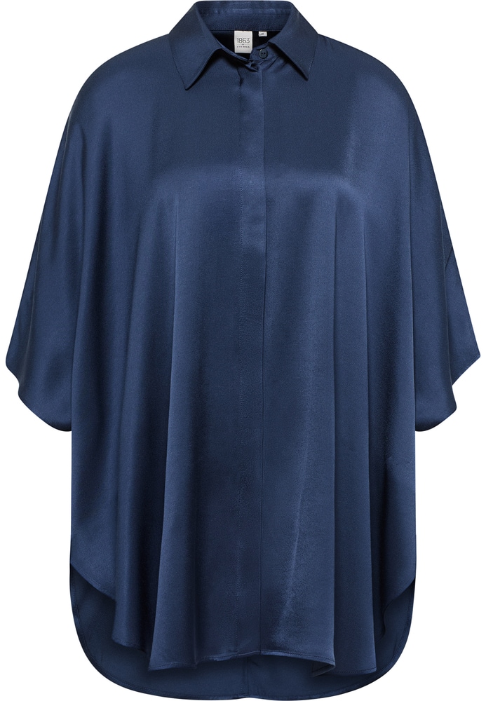 Longbluse in indigo unifarben