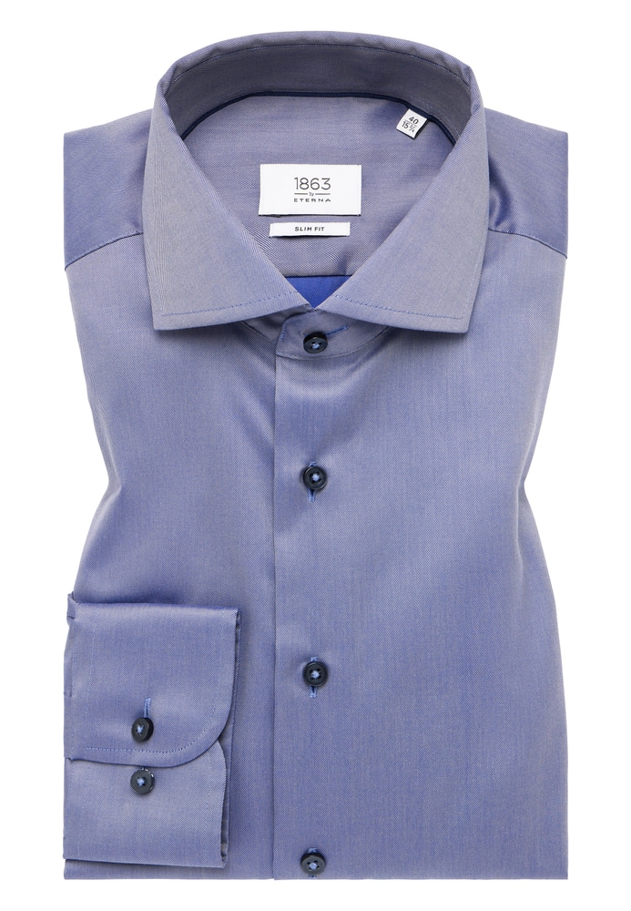 SLIM FIT Luxury Shirt in stahlgrau unifarben