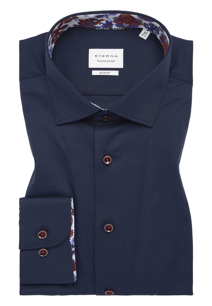 SLIM FIT Cover Shirt in navy unifarben