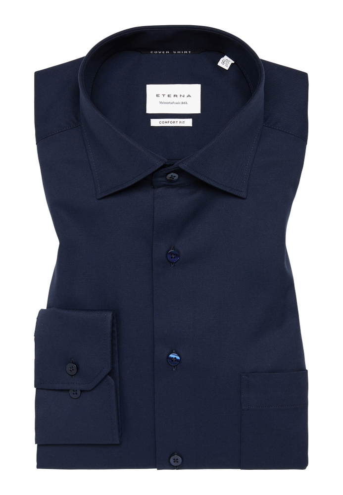 COMFORT FIT Cover Shirt in navy unifarben