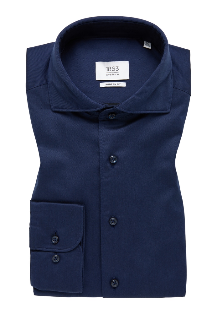 MODERN FIT Soft Luxury Shirt in navy unifarben