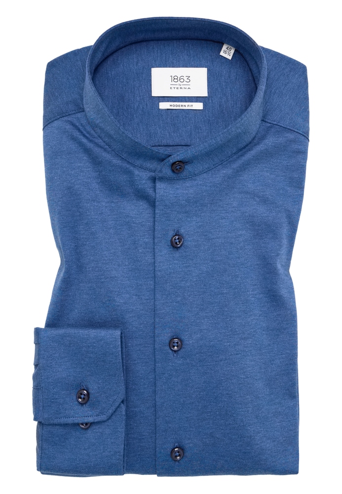 MODERN FIT Jersey Shirt in blau unifarben