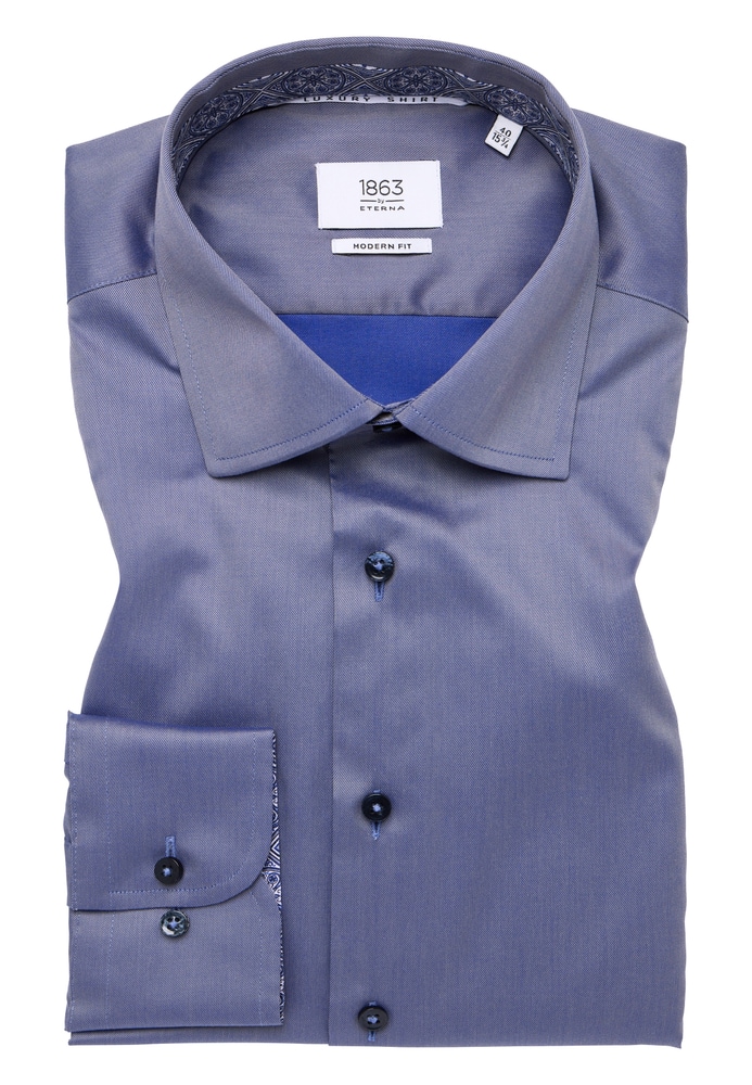 MODERN FIT Luxury Shirt in stahlgrau unifarben