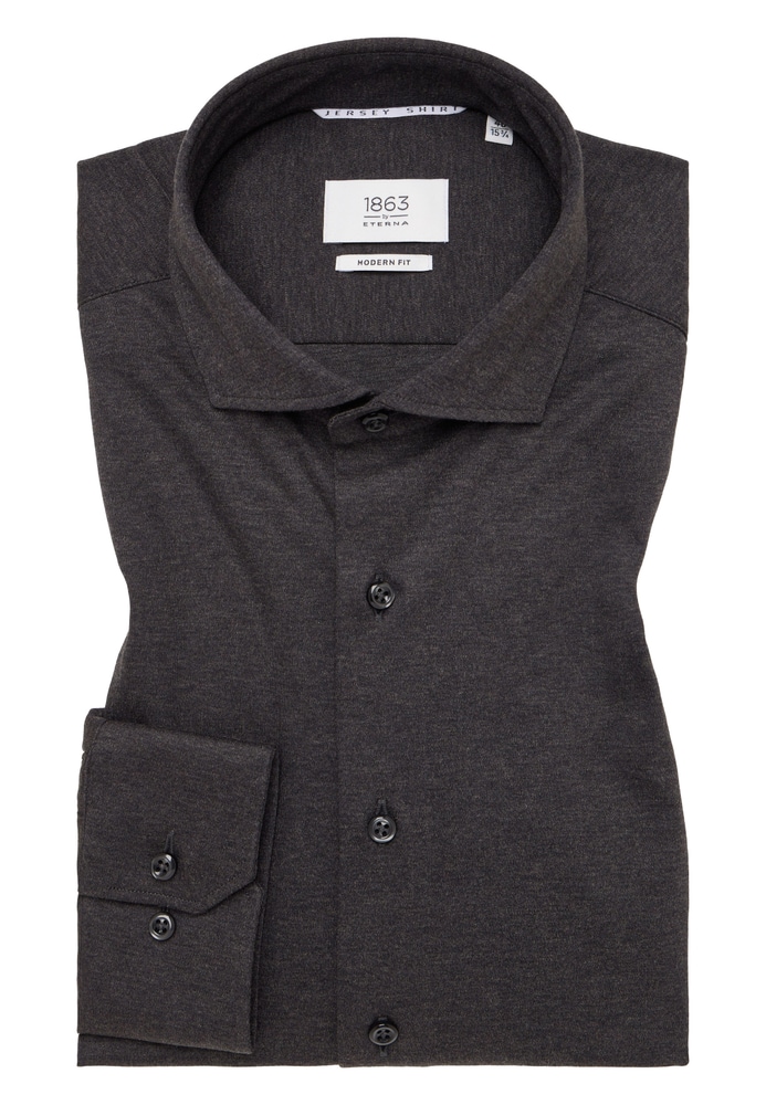 MODERN FIT Jersey Shirt in anthrazit unifarben