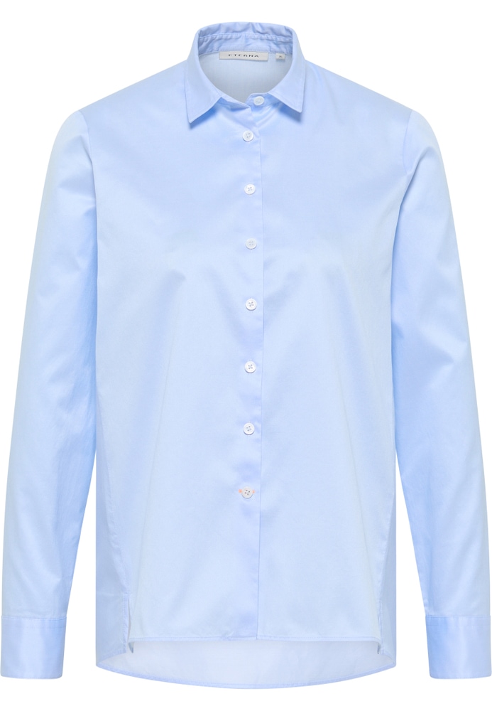 Soft Luxury Shirt Bluse in hellblau unifarben