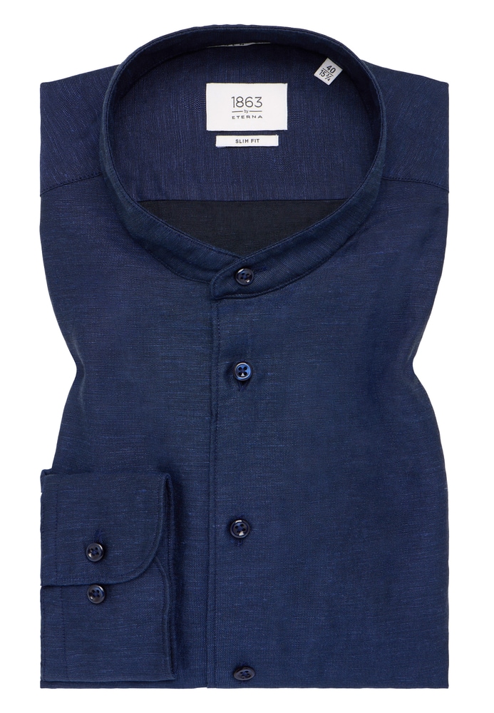 SLIM FIT Linen Shirt in midnight unifarben