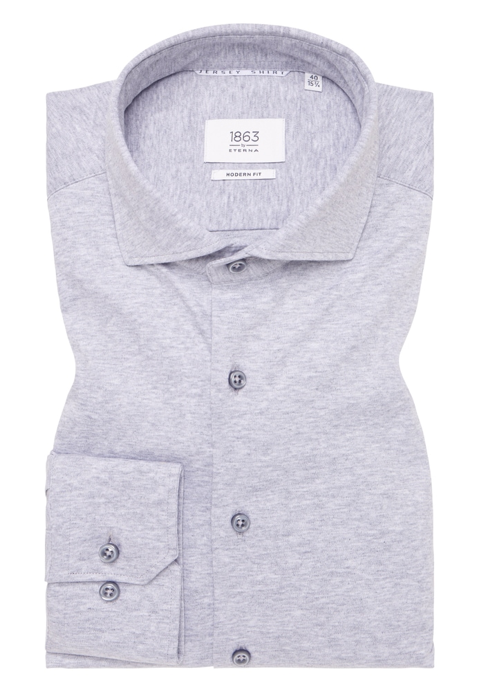 MODERN FIT Jersey Shirt in grau unifarben