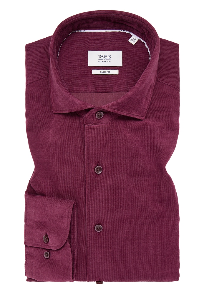 SLIM FIT Hemd in raspberry unifarben