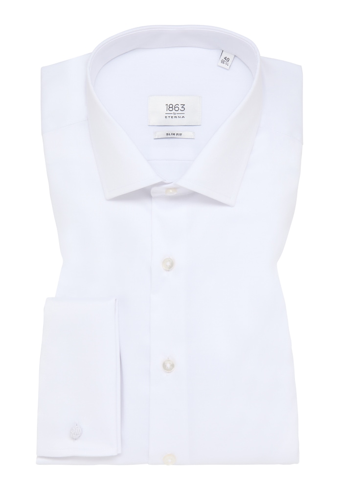 SLIM FIT Luxury Shirt in weiß unifarben