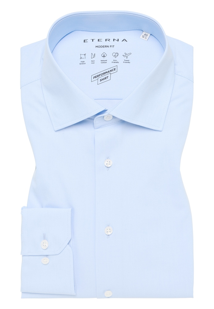 MODERN FIT Performance Shirt in hellblau unifarben