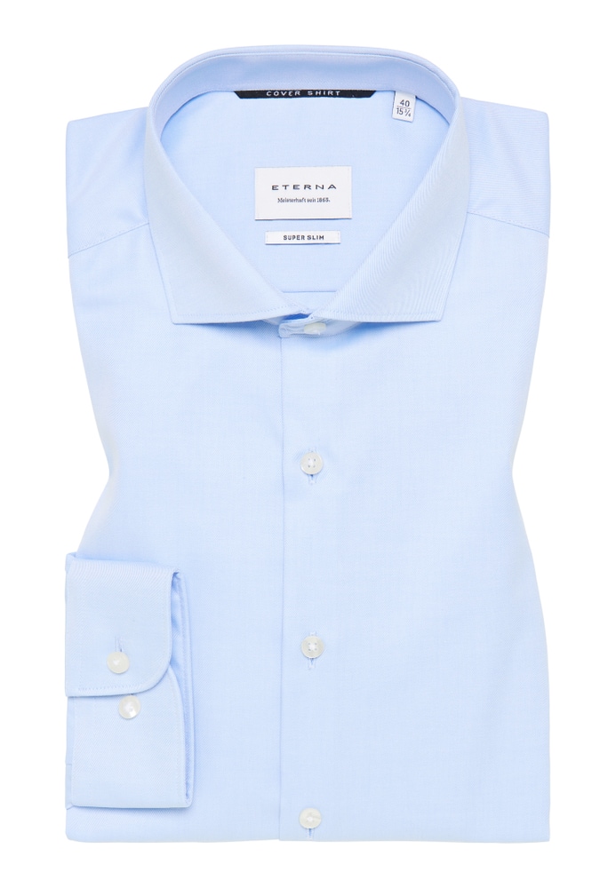 SUPER SLIM Cover Shirt in hellblau unifarben