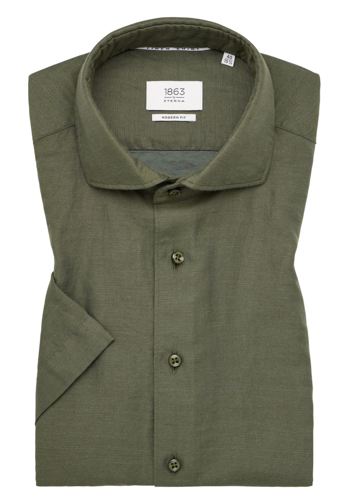 ETERNA Mode GmbH MODERN FIT Linen Shirt in khaki unifarben