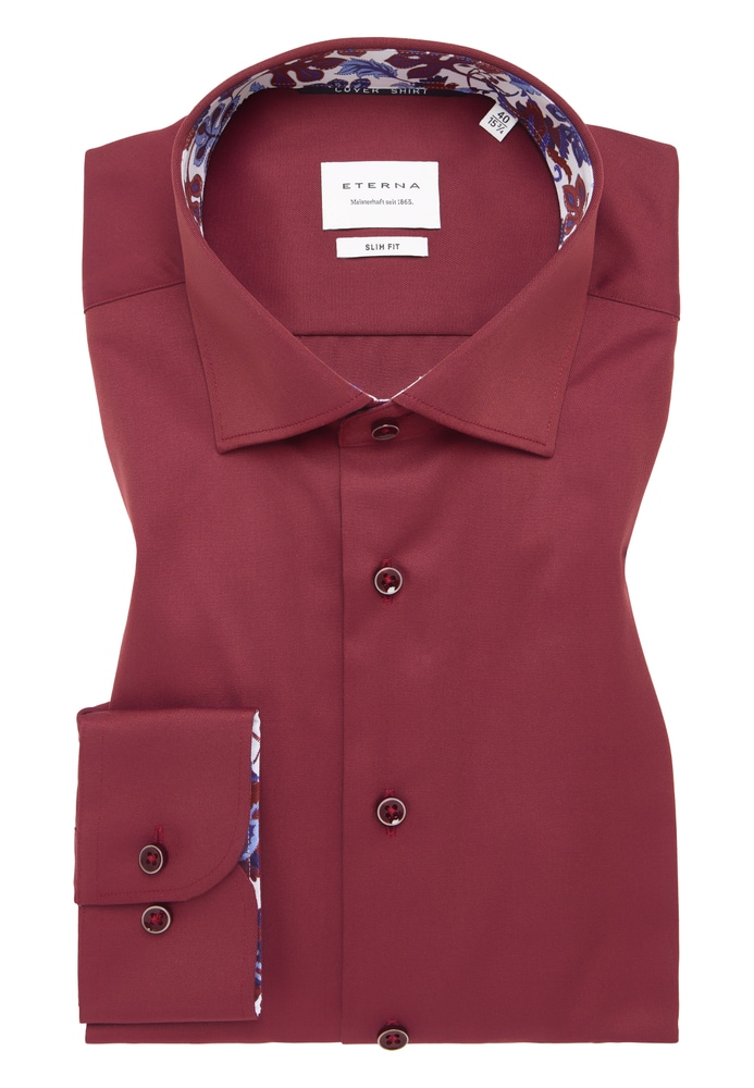 SLIM FIT Cover Shirt in bordeaux unifarben