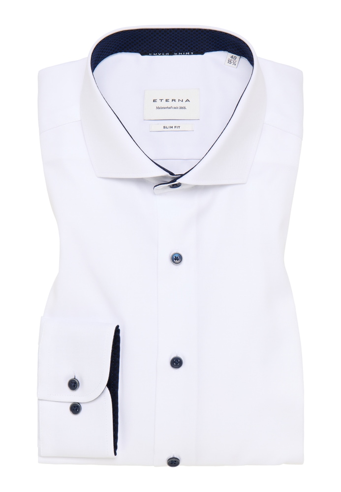 SLIM FIT Cover Shirt in weiß unifarben