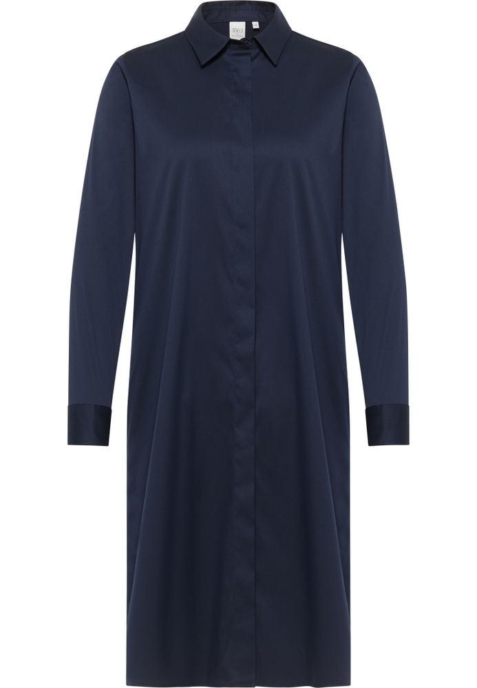 Blusenkleid in navy unifarben