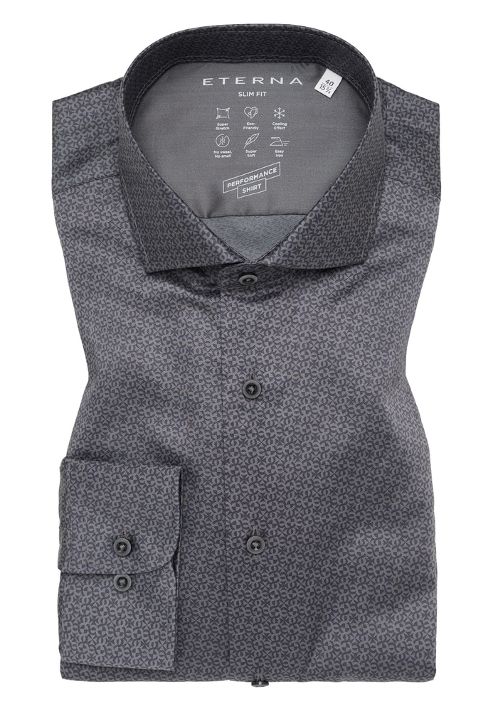 SLIM FIT Performance Shirt in grau bedruckt