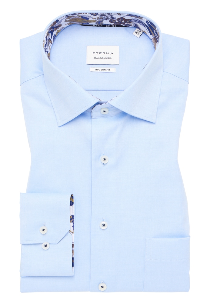 MODERN FIT Cover Shirt in hellblau unifarben