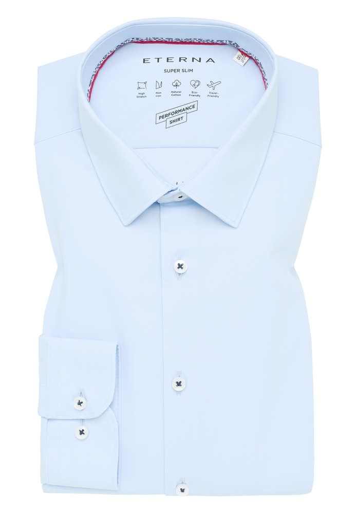 SUPER SLIM Performance Shirt in hellblau unifarben