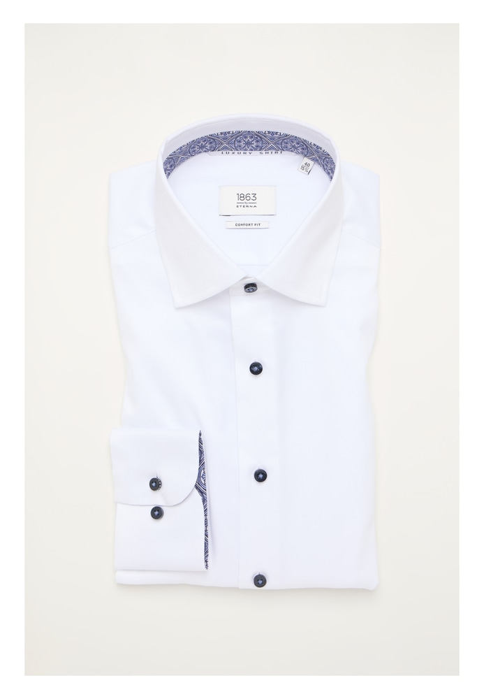 COMFORT FIT Luxury Shirt in weiß unifarben