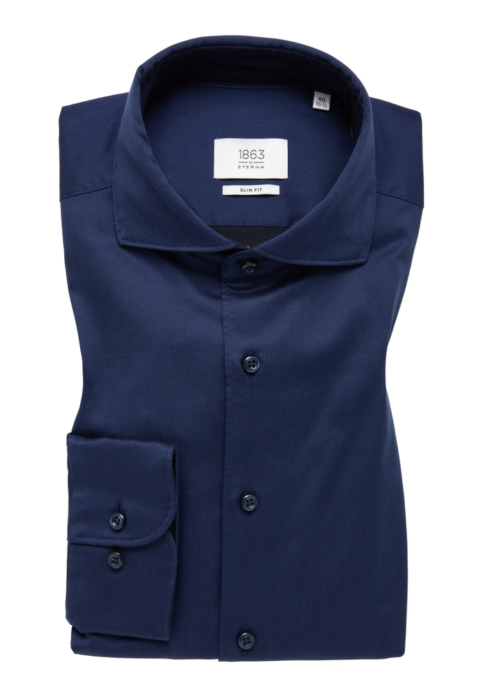 SLIM FIT Soft Luxury Shirt in navy unifarben