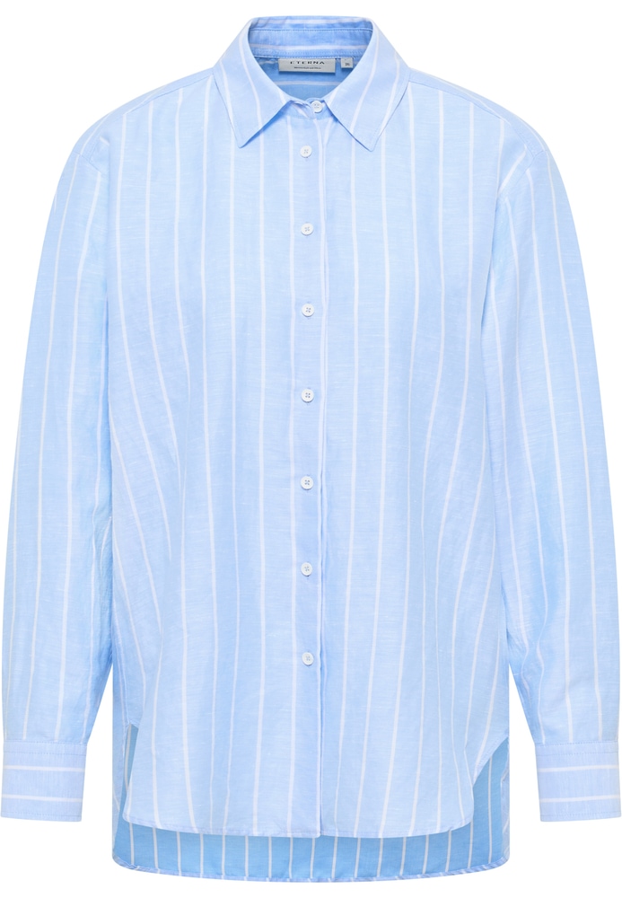 Linen Shirt Bluse in hellblau gestreift