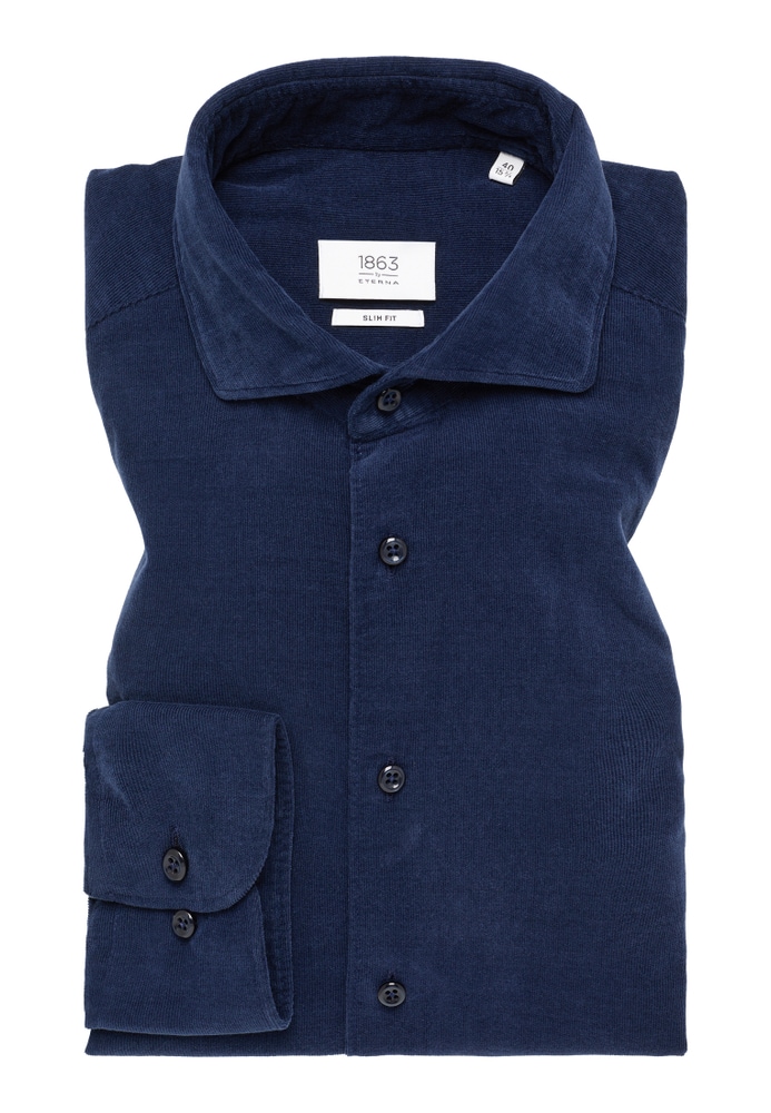 SLIM FIT Hemd in indigo unifarben