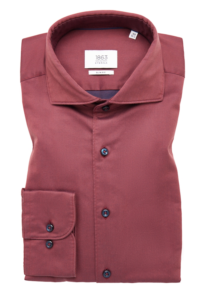 SLIM FIT Soft Luxury Shirt in purpur unifarben