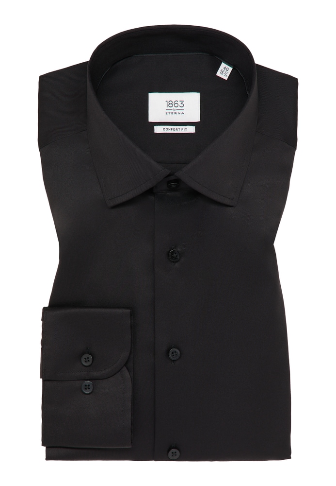 COMFORT FIT Luxury Shirt in schwarz unifarben