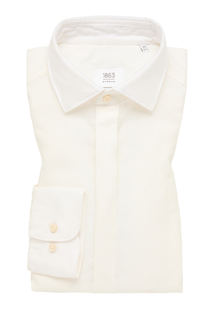 MODERN FIT Linen Shirt in champagner unifarben