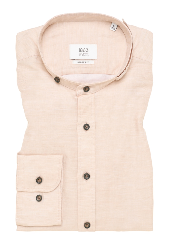 MODERN FIT Linen Shirt in beige unifarben