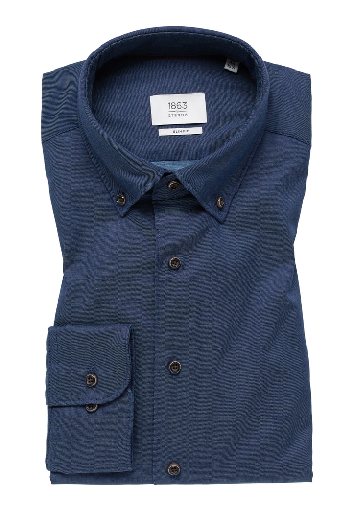 SLIM FIT Soft Luxury Shirt in denim unifarben