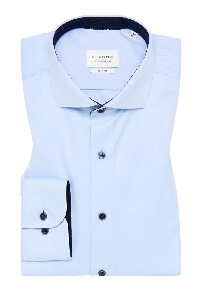 SLIM FIT Cover Shirt in hellblau unifarben