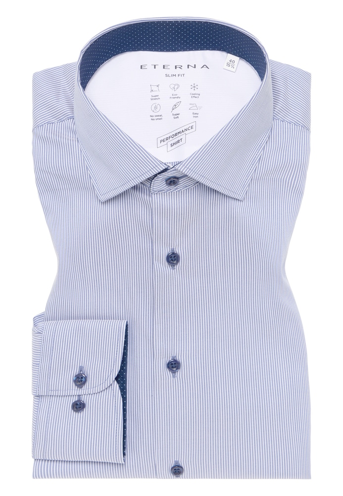 SLIM FIT Performance Shirt in dunkelblau gestreift