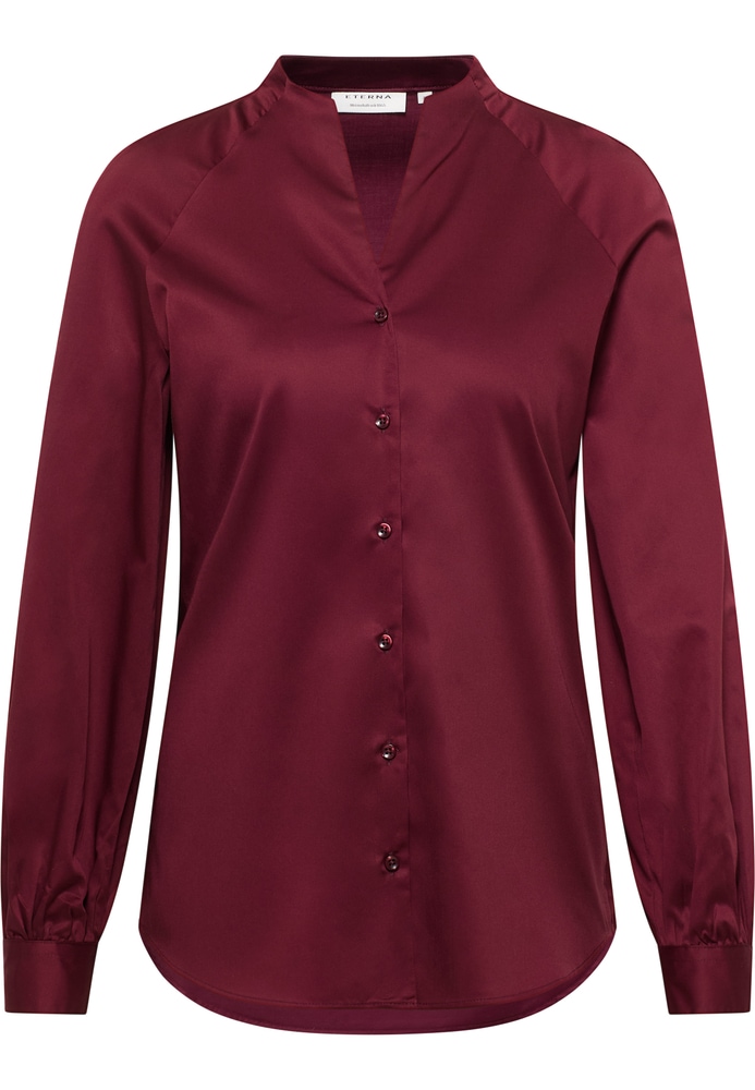 Satin Shirt Bluse in burgunder unifarben