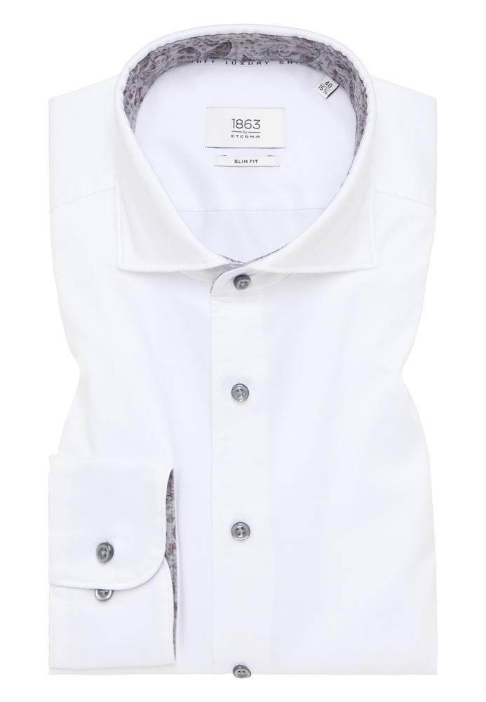 SLIM FIT Soft Luxury Shirt in weiß unifarben