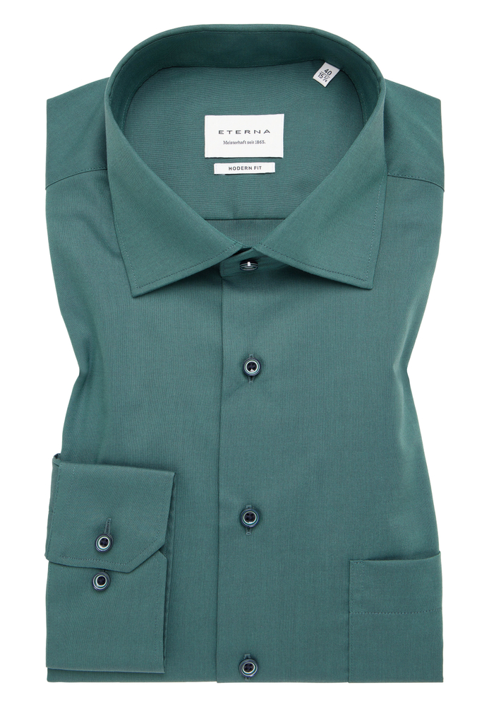 MODERN FIT Hemd in jade unifarben