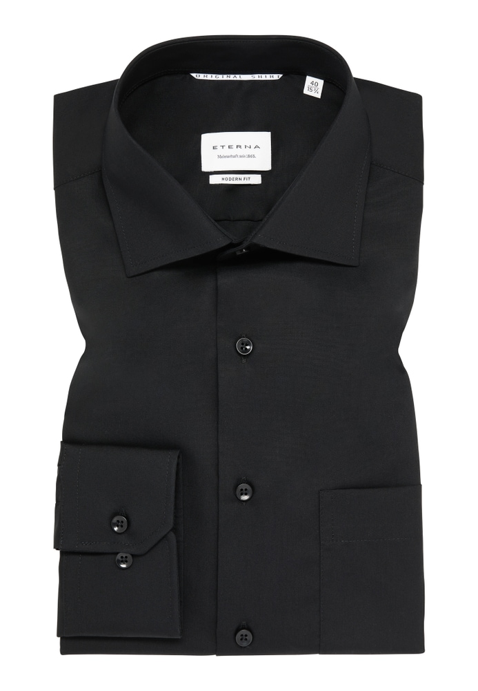 MODERN FIT Original Shirt in schwarz unifarben