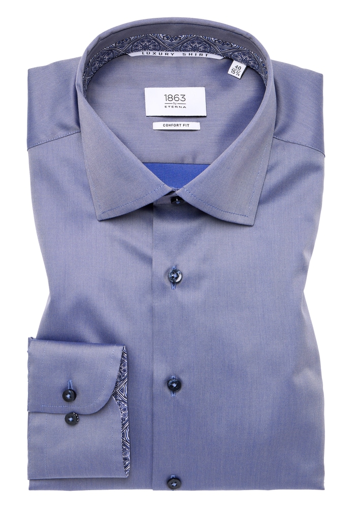 COMFORT FIT Luxury Shirt in stahlgrau unifarben