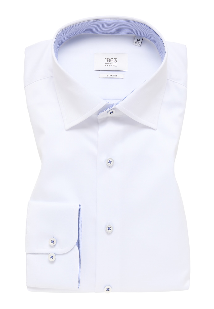 SLIM FIT Luxury Shirt in weiß unifarben