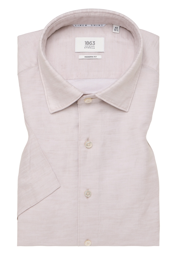 MODERN FIT Linen Shirt in ecru unifarben