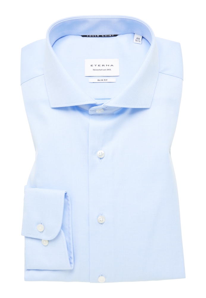 SLIM FIT Cover Shirt in hellblau unifarben