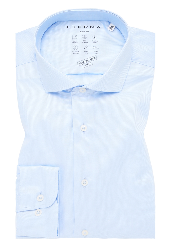 SLIM FIT Performance Shirt in hellblau strukturiert