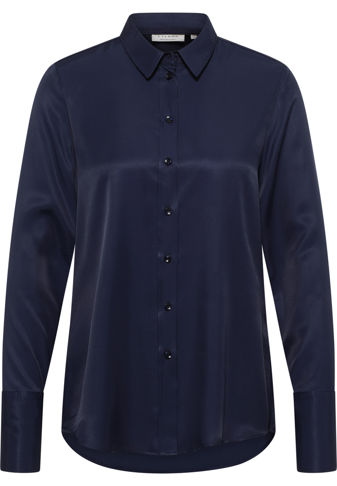 Viscose Shirt Bluse in midnight unifarben