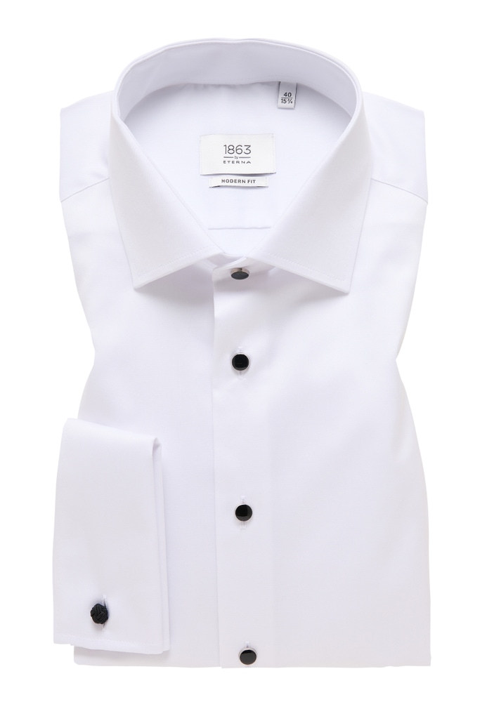 MODERN FIT Luxury Shirt in weiß unifarben