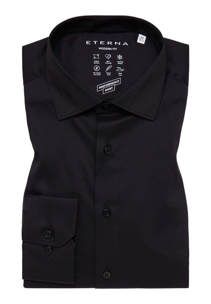 MODERN FIT Performance Shirt in schwarz unifarben