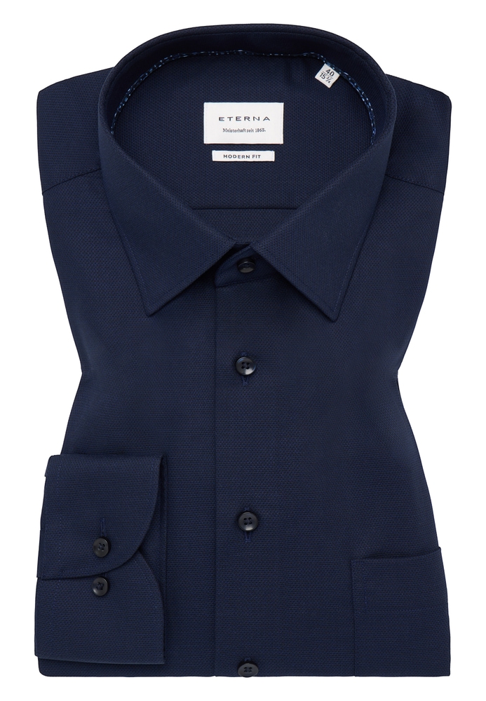 MODERN FIT Hemd in navy strukturiert