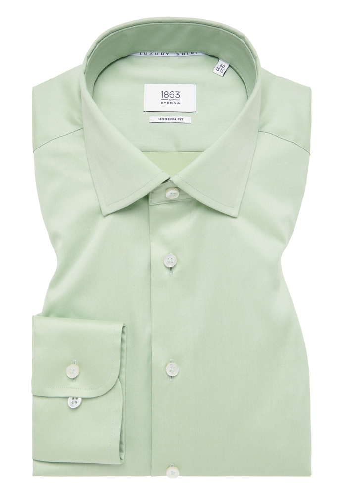 MODERN FIT Luxury Shirt in apfelgrün unifarben