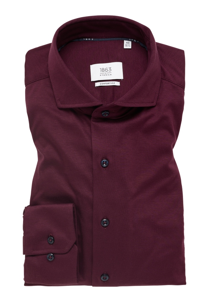 COMFORT FIT Jersey Shirt in bordeaux unifarben